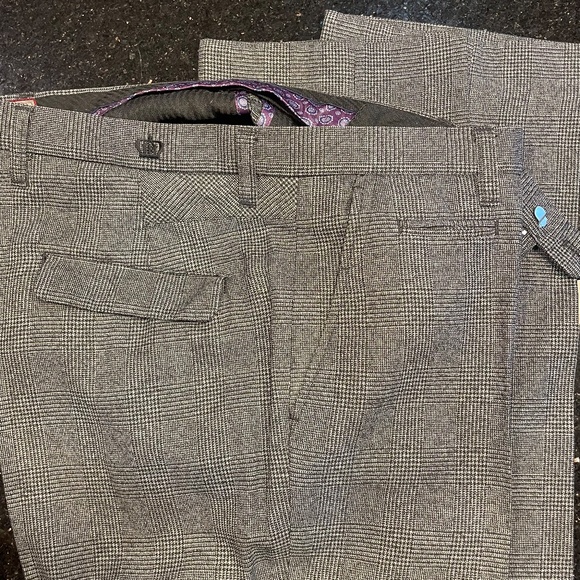 Next Mens 34R Formal Suit Dress Pants / Trousers Check Tapered Grey - Like New! - Picture 1 of 13
